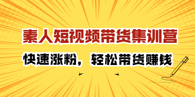 素人短视频带货集训营：快速涨粉，轻松带货赚钱创客之家-网创项目资源站-副业项目-创业项目-搞钱项目创客之家