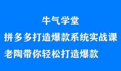 牛气学堂拼多多打造爆款系统实战课，老陶带你轻松打造爆款创客之家-网创项目资源站-副业项目-创业项目-搞钱项目创客之家