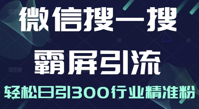 微信搜一搜霸屏引流课，打造被动精准引流系统，轻松日引300行业精准粉【无水印】创客之家-网创项目资源站-副业项目-创业项目-搞钱项目创客之家