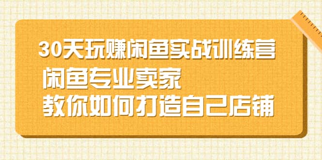 30天玩赚闲鱼实战训练营，闲鱼专业卖家教你如何打造自己店铺创客之家-网创项目资源站-副业项目-创业项目-搞钱项目创客之家