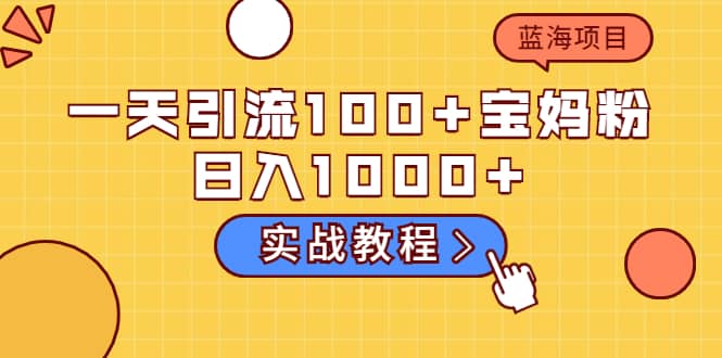 一天引流100+宝妈粉，日入1000+的蓝海项目（实战教程）创客之家-网创项目资源站-副业项目-创业项目-搞钱项目创客之家