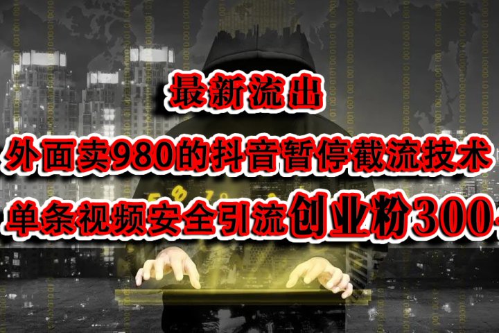 最新流出：外面卖980的抖音暂停截流技术单条视频安全引流创业粉300+创客之家-网创项目资源站-副业项目-创业项目-搞钱项目创客之家