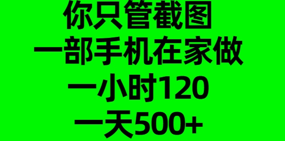 你只管截图，一部手机在家做，一小时120，一天500+创客之家-网创项目资源站-副业项目-创业项目-搞钱项目创客之家