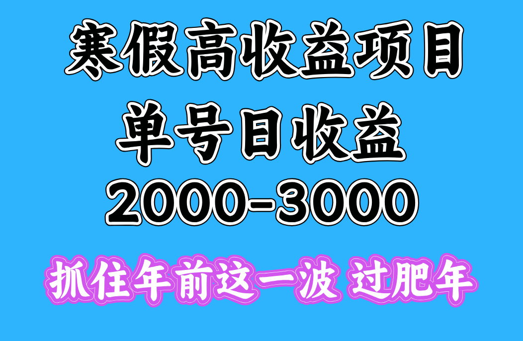 寒假期间一天收益2000-3000+，抓住年前这一波创客之家-网创项目资源站-副业项目-创业项目-搞钱项目创客之家