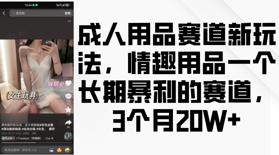 情趣用品一个长期暴利的赛道，成人用品赛道新玩法，3个月20W+创客之家-网创项目资源站-副业项目-创业项目-搞钱项目创客之家